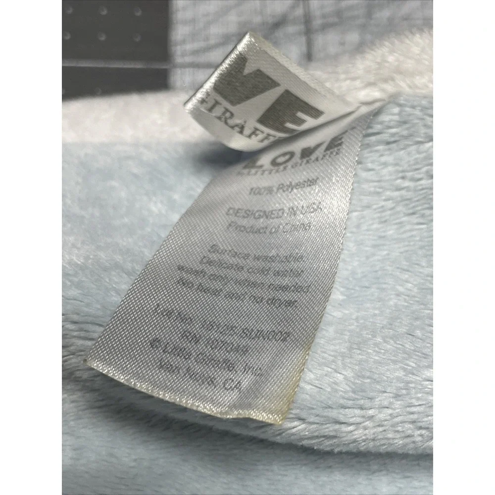 Love by Little Giraffe Blue White Plush Security Blanket/Lovey 14